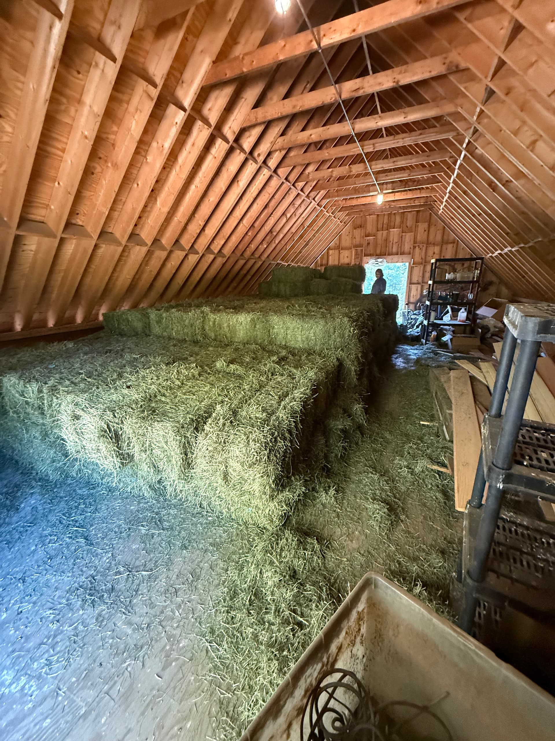 Hay stacked in Long Barn